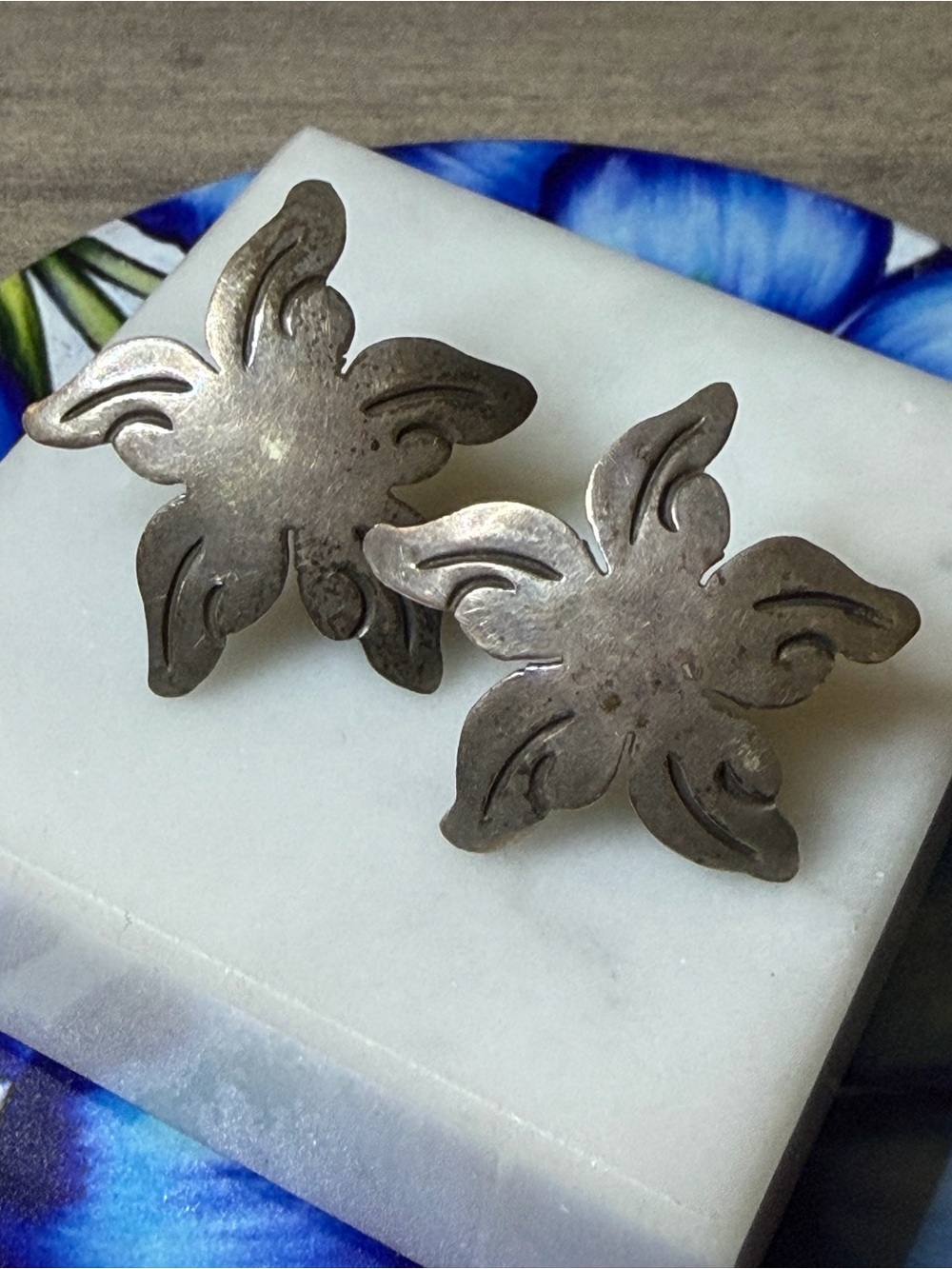Taxco Flower Star Earrings 925 Sterling Silver #K72